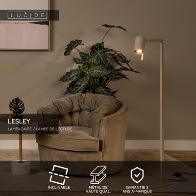 Lucide LESLEY - Lampadaire / lampe de lecture - 1xGU10 - Taupe